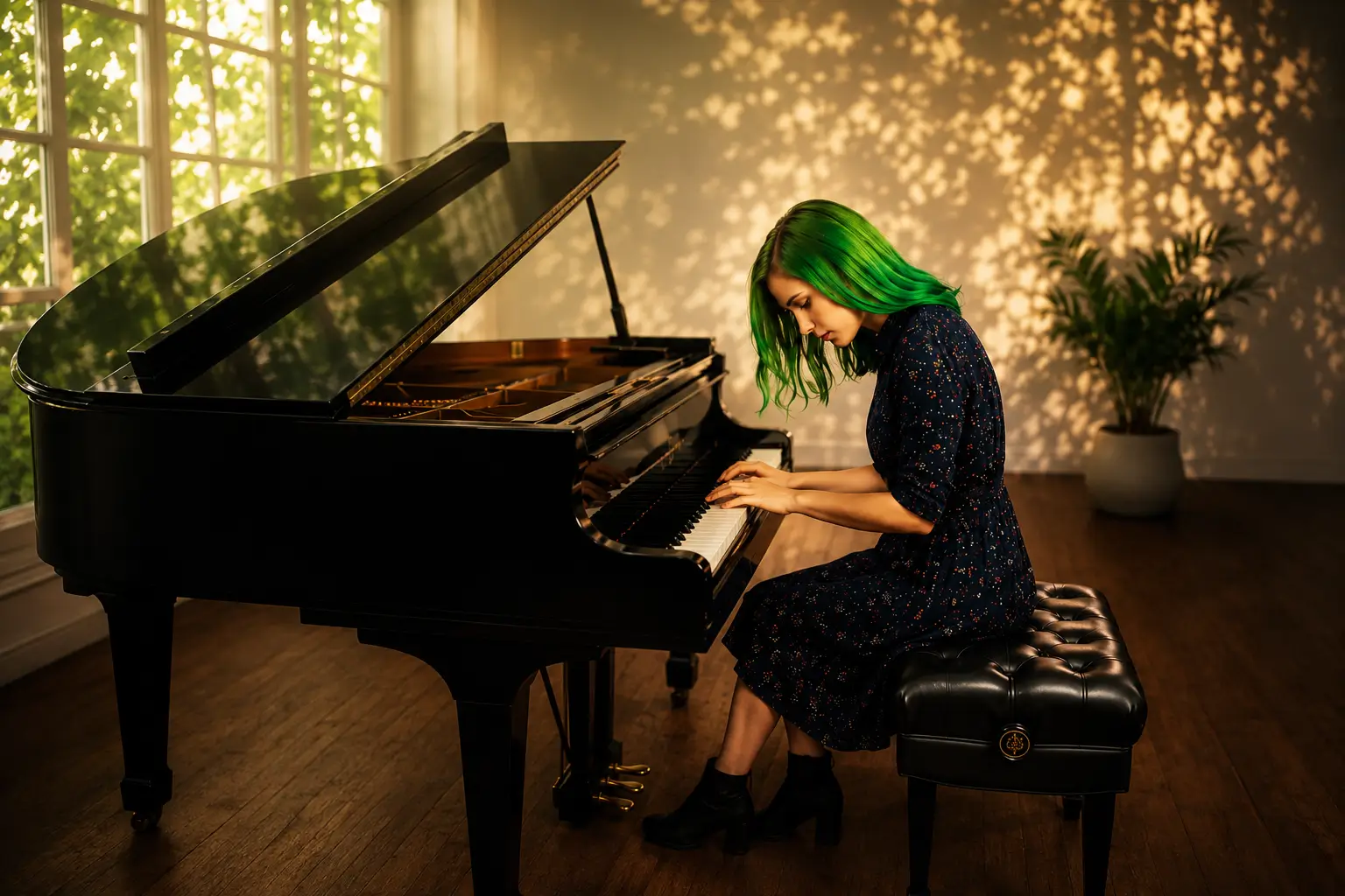 Songwriter playing piano